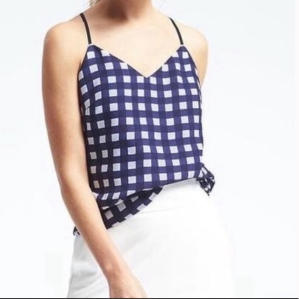 Banana Republic Blue White Gingham Tank | Size XS